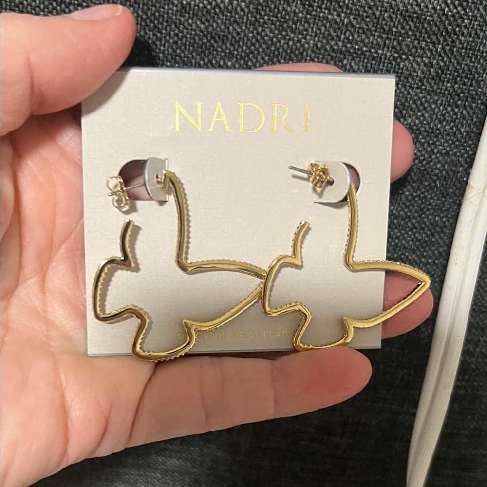 Nadri Gold Outline Butterfly Earrings